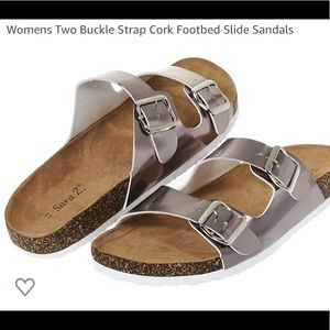 2 Strap Cork Footbed Slide Sandals